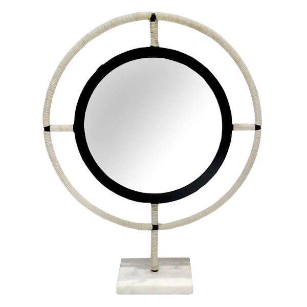 Round Woven Table Mirror, 14"