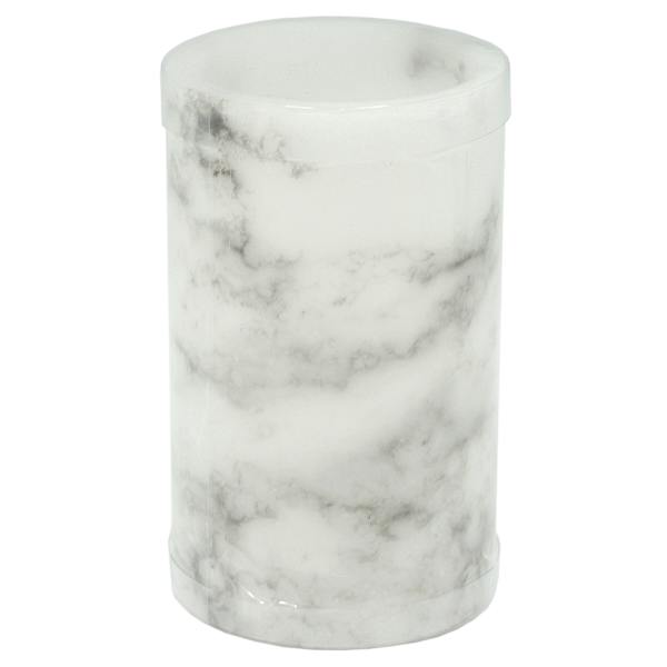 Crosby St. White Marbled Wax LED Pillar Candle with 6 Hour Timer, 3x5
