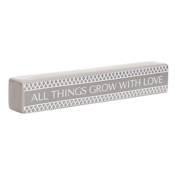 Grace Mitchell All Things Grow With Love Ceramic Block Sign, 2x12