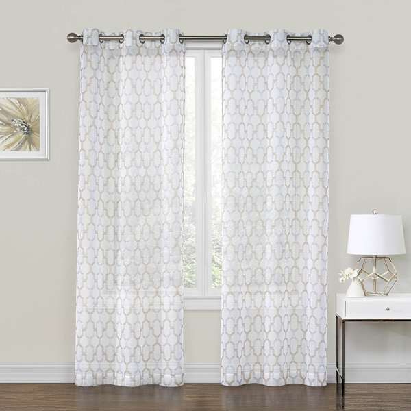 Charlton Linen Printed Sheer Grommet Curtain Panel, 84"