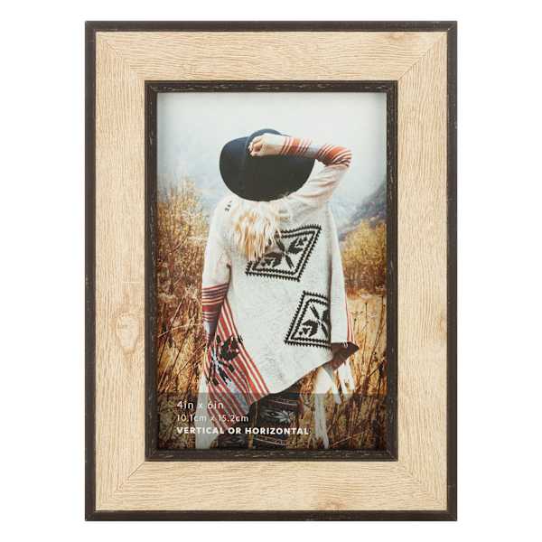 Black & Wood Tabletop Picture Frame, 4x6