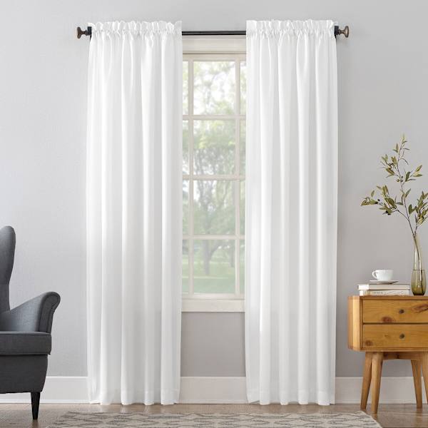 Madison White Pole Top Room Darkening Curtain Panel, 63"