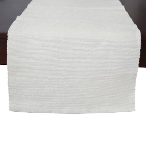 Ivory Ribbed Table Runner, 72"