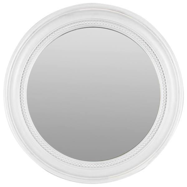 White Beaded Round Wall Mirror, 18"