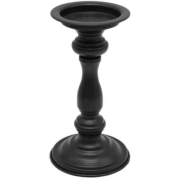 Black Metal Pillar Candle Holder, 9"