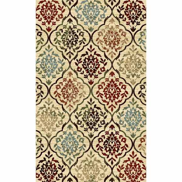 (D442) Oriental Ogee Floral Design Area Rug, 5x7