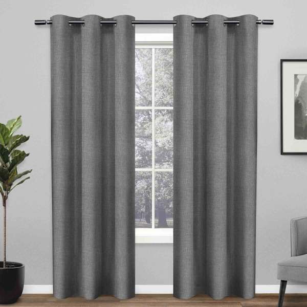 Found & Fable Rita Black Pearl Light Filtering Grommet Curtain Panel, 96"