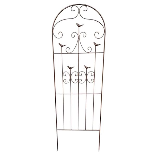 5-Bird Brown Metal Decorative Garden Trellis, 50"
