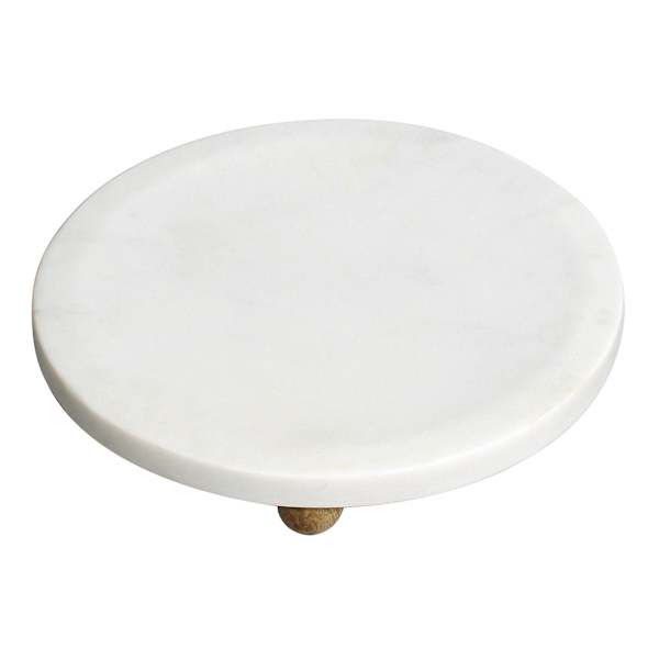 Honeybloom White Marbled Footed Trinket Tray, 5"