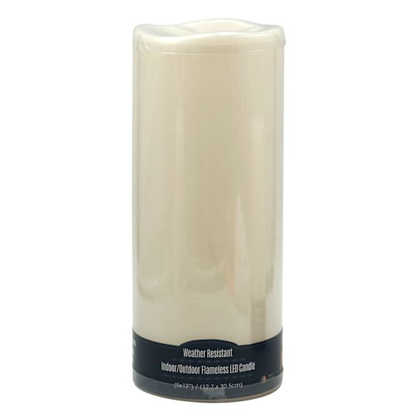 Ivory LED Pillar Candle with 6 Hour Timer, 12"