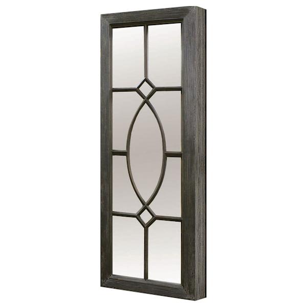 Distressed Black Framed Panel Wall Mirror, 17x43