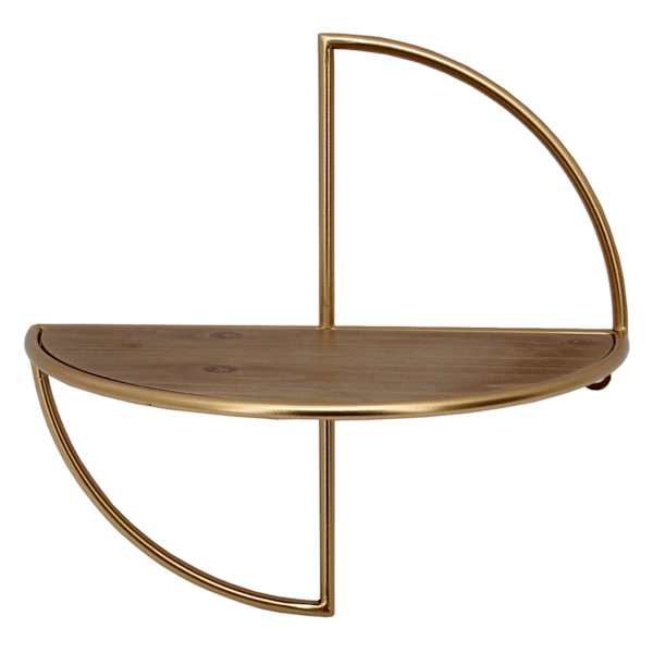 Gold Metal Abstract Wall Shelf, 12.5"