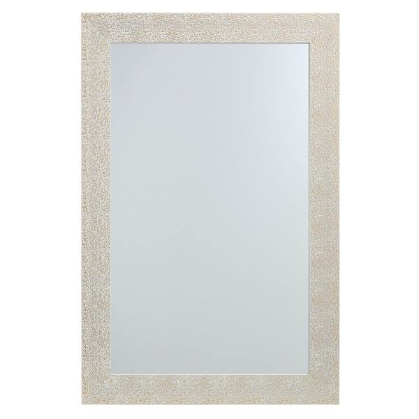 White & Gold Textured Rectangle Wall Mirror, 24x36