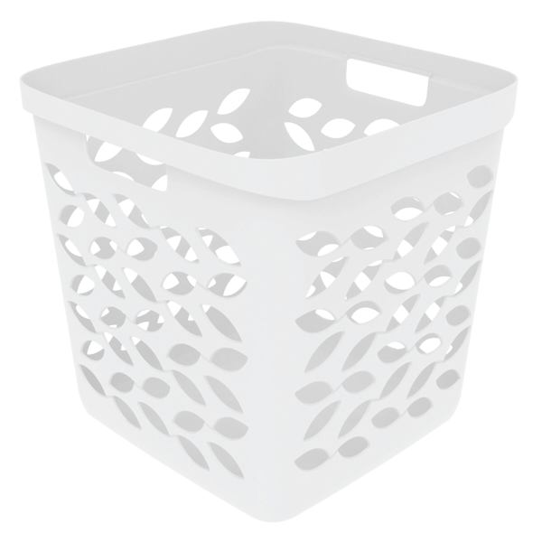 Fleur Cutout White Cube Laundry Basket, 28l
