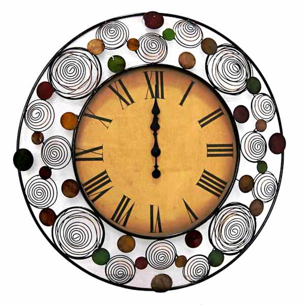 Metal Glass Round Springs Dotted Wall Clock, 30"