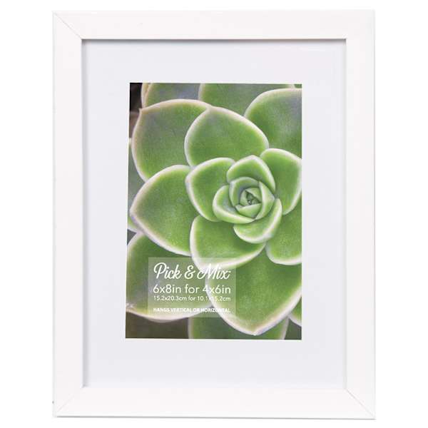 Pick & Mix 6x8 Matted to 4x6 Linear Wall Frame, White