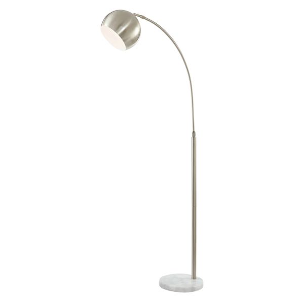 70in. Silver Arc Floor Lamp/Marble Base