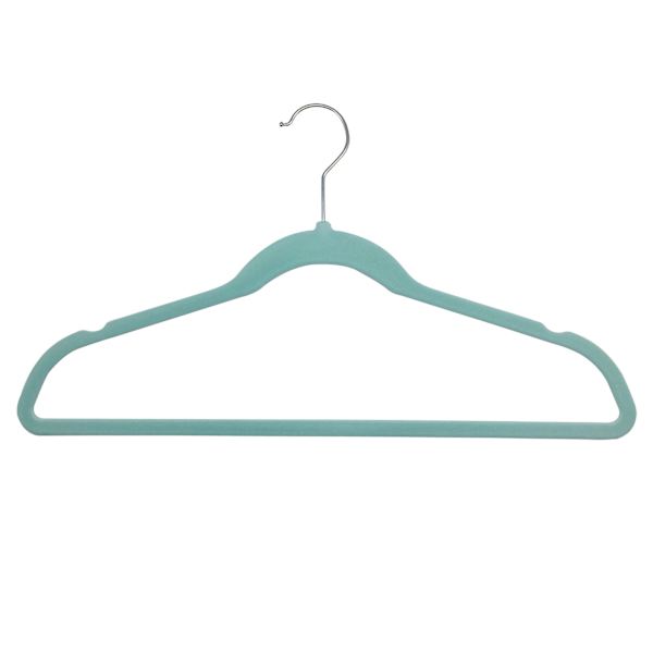 10-Piece Velvet Hangers, Pastel Turquoise
