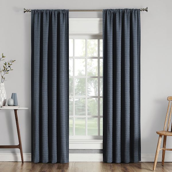 Sun Zero Soraya Navy Thermal Lining Blackout Curtain Panel, 84"