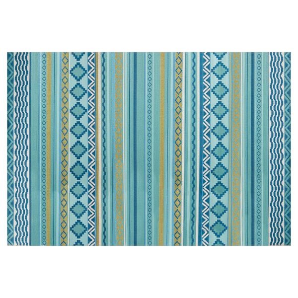 (E330) Mikayla Blue Multicolor Striped Indoor & Outdoor Area Rug, 8x10