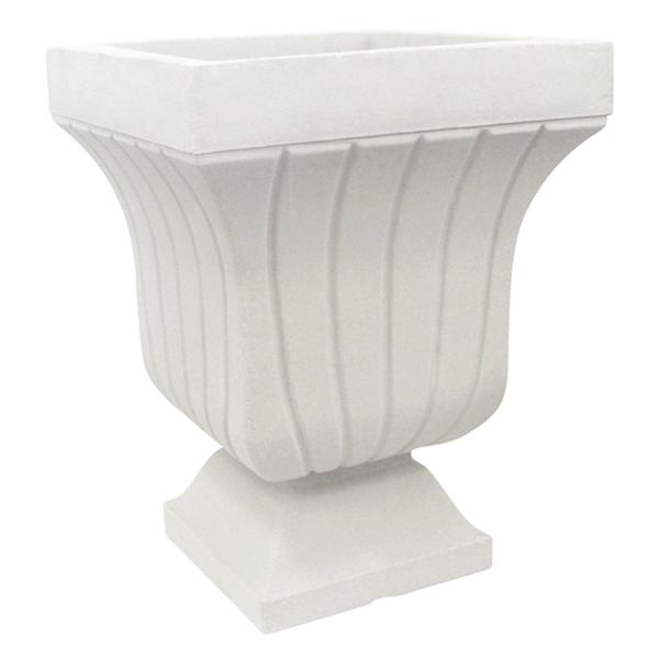 Japi All Weather Proof Off-White Square Fluted Outdoor Urn, 22x17