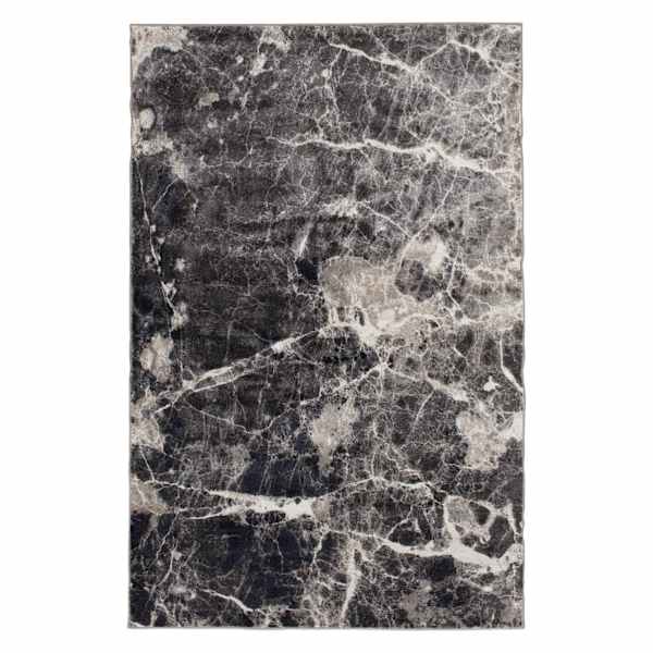 (B700) Adore Alaya Black & White Marbled Area Rug, 8x10