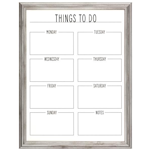 Silver Things To Do Dry Erase on Glass Organizational Wall Frame, 18x24