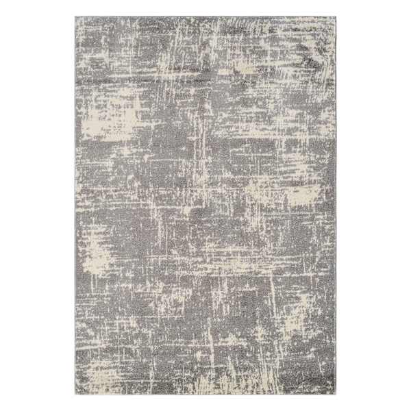 (D421) Grey & Ivory Modern Hatch Design Area Rug, 5x7
