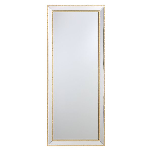 Gold Bamboo Wood Trimmed Beveled Leaner Mirror, 24x58