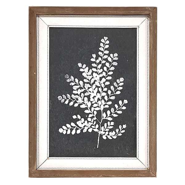 Honeybloom Glass Framed Black & White Fern Silhouette Wall Art, 12x16