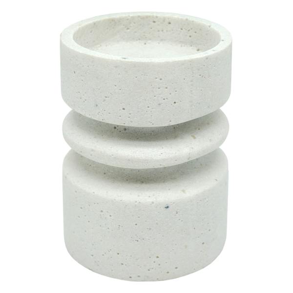 Crosby St. White Cement-Look Candle Holder, 5"