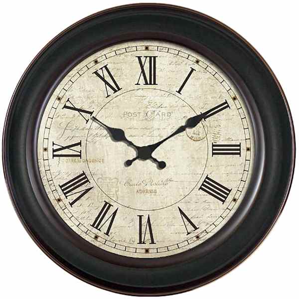 Vintage Postcard Roman Numeral Round Wall Clock, 12"