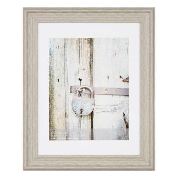 14x18 Matted to 11x14 Scoop Profile White Mat Wall Frame, Light Grey