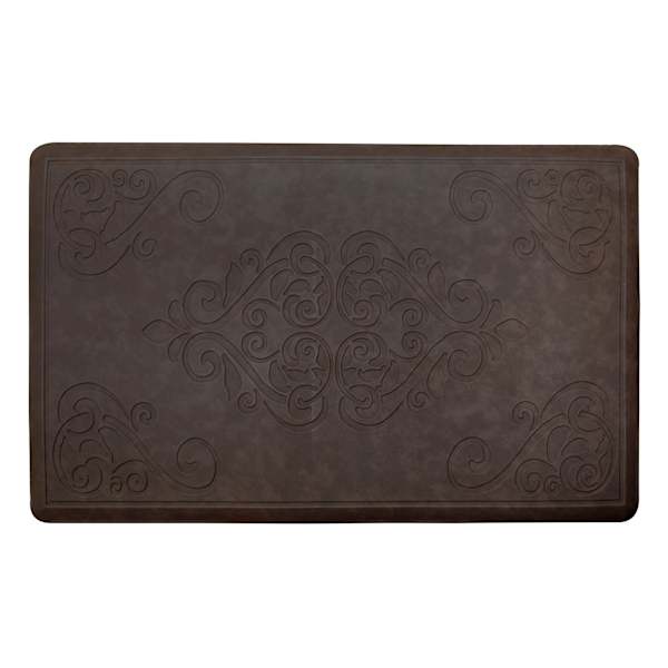 Brown Medallion Embossed G-Step Kitchen Mat, 20x60