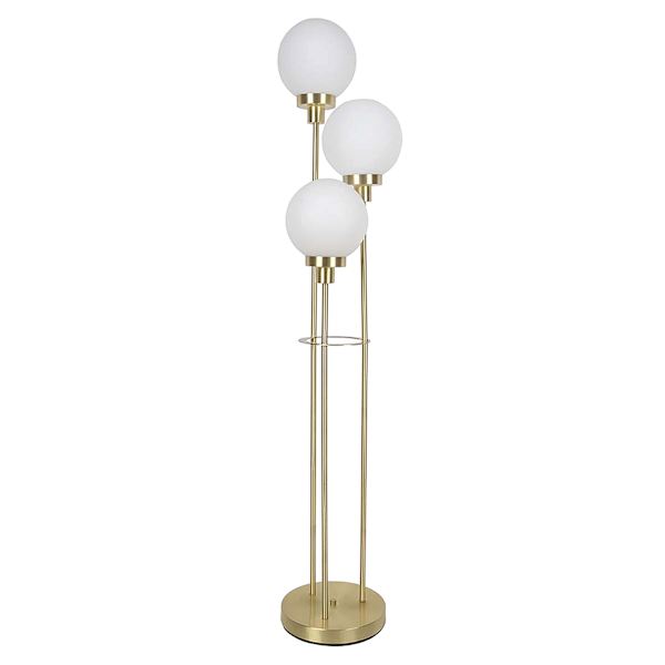 Gold & White Glass Orb Floor Lamp, 60"