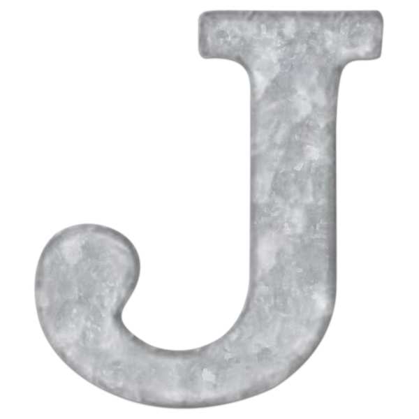 12" Galvanized Metal Monogram Wall Art, J
