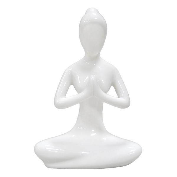 White Ceramic Lady Yogi, 4.5"