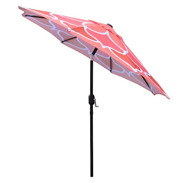 Coral Lotus Round Crank & Tilt Steel Patio Umbrella, 7.5'