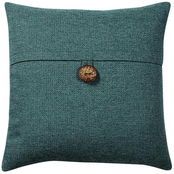 Clayton Teal Coconut Button Throw Pillow, 20"