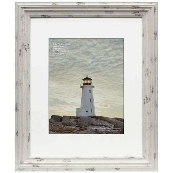 Miranda 11x14 Matted to 8x10 Wall Frame, Distressed Cream