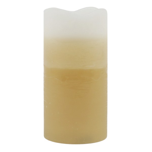 Honeybloom Brown Ombre Wax LED Pillar Candle with 6-Hour Timer, 3x6