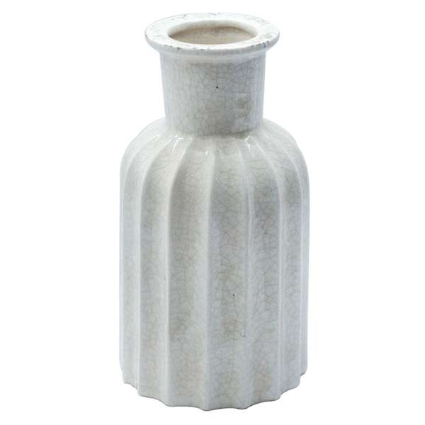 Neutral Crackle Ceramic Vase, 9.5"
