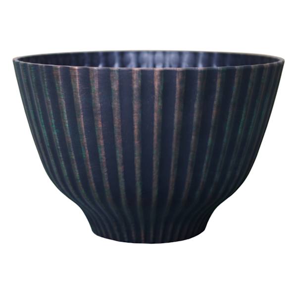 Vertical Serrated Black Outdoor Planter, Small