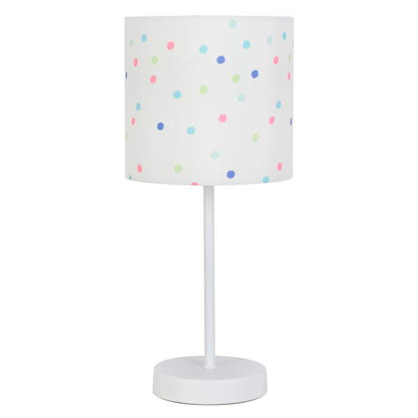 Tiny Dreamers White Metal Stick Accent Lamp with Polka Dot Shade, 15"