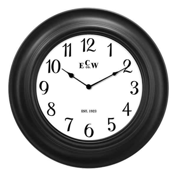 Black Framed Round Wall Clock, 12"