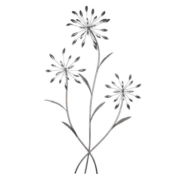 Silver Metal Flower Wall Art, 16x29