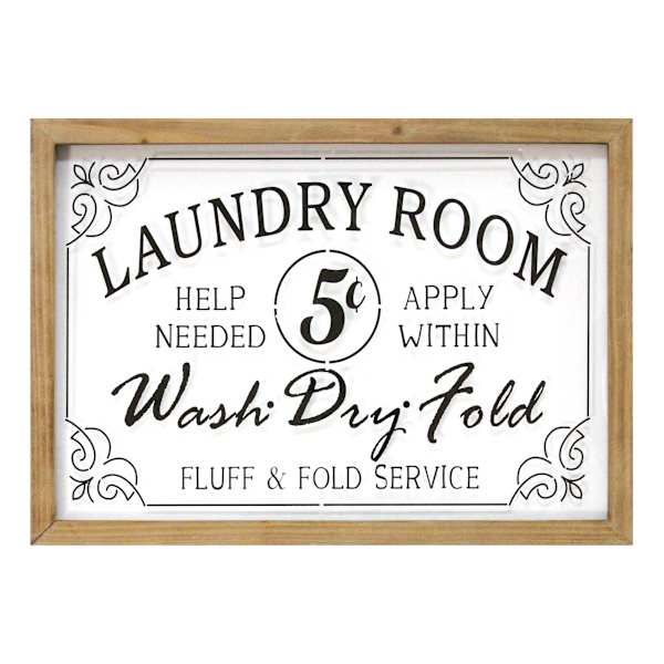 Glass Framed Laundry Room Wall Sign, 23x16