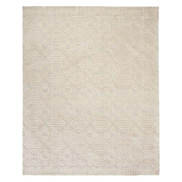 (B689) Crosby St. Sanremo Ivory Diamond Design Area Rug, 8x10