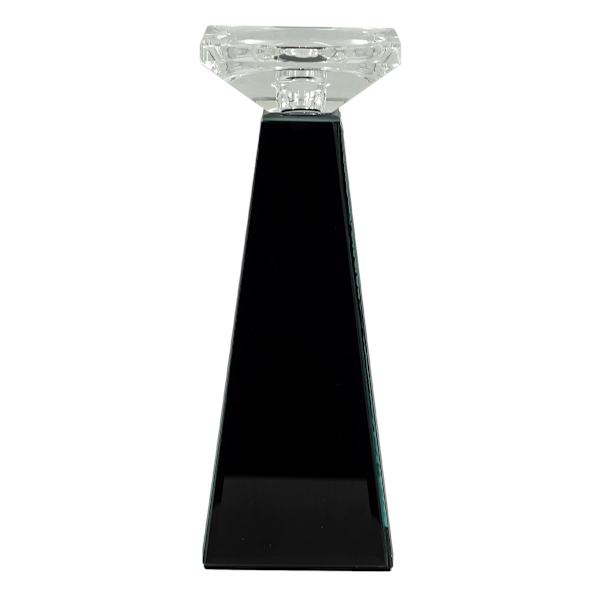 Black Glass Candle Holder, 10"