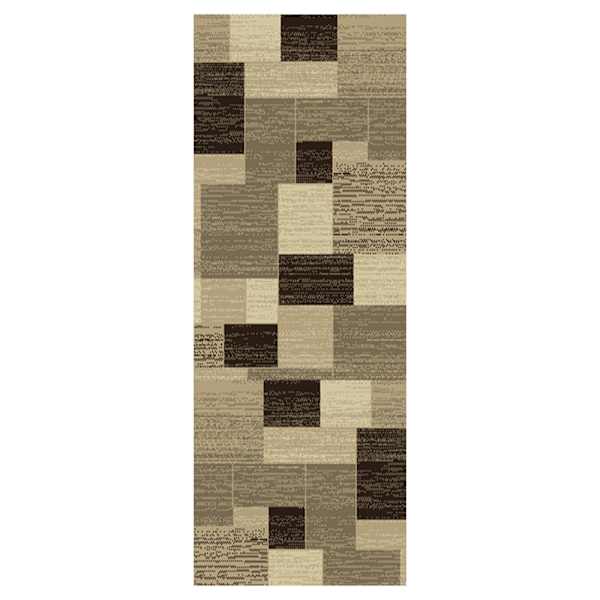 (B446) Romance Tan & Brown Geometric Runner, 2x6